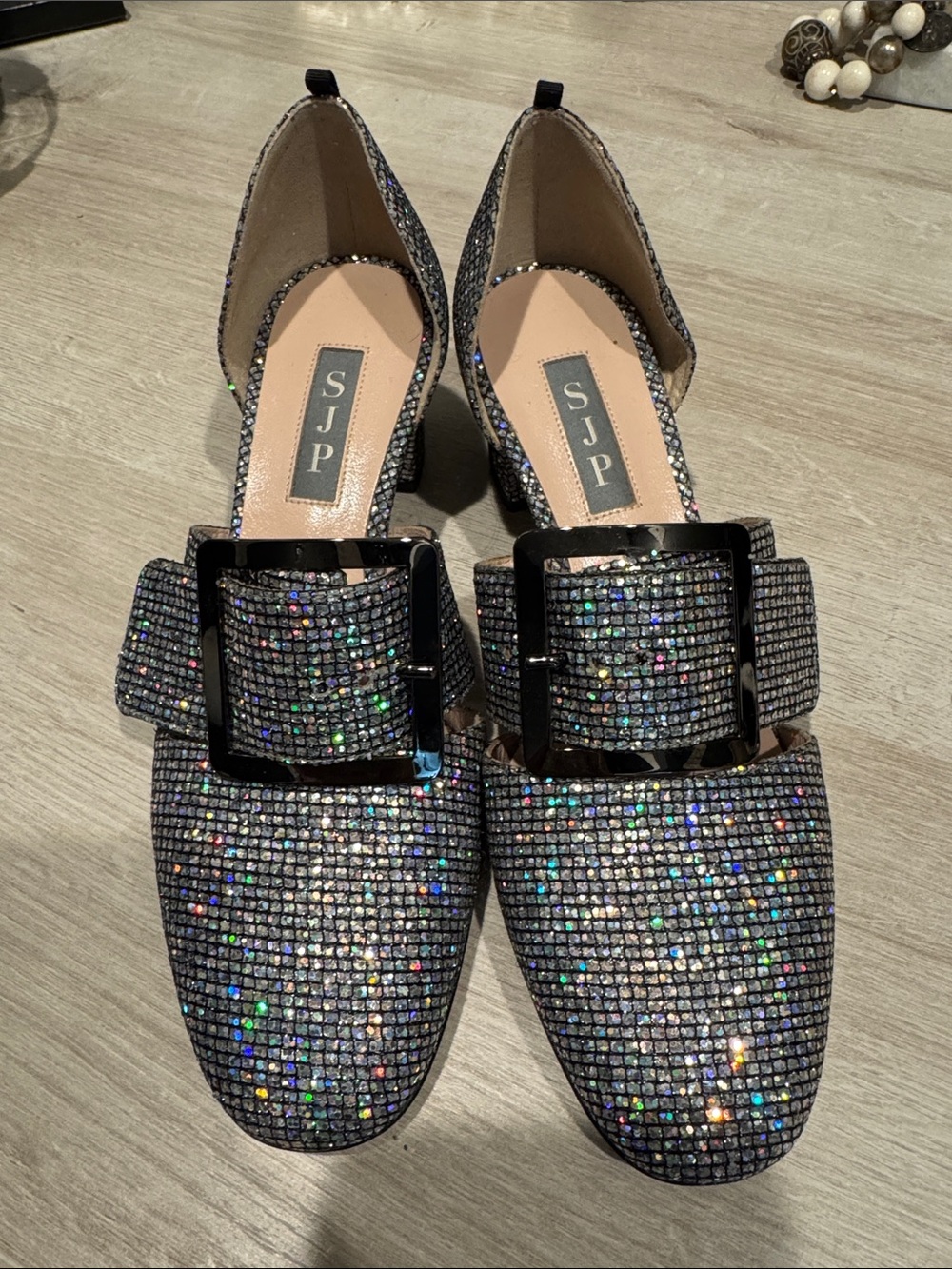 SJP Women's Crystal  Buckle Loafers